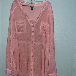 Torrid Pink Long Sleeve Buttoned Blouse